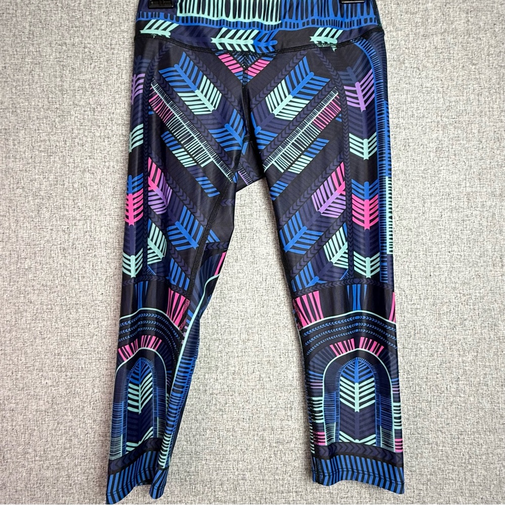 Mara Hoffman Voyager Cropped‎ Leggings - Black, Blue, Pink Geometric Size Small